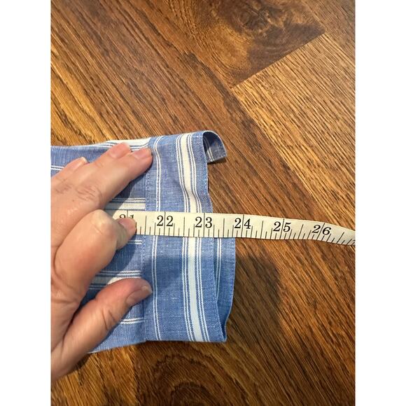 J. Jill Love Linen Oversized Blue & White Striped Shirt - Sz Medium Costal Vibes - Picture 10 of 11